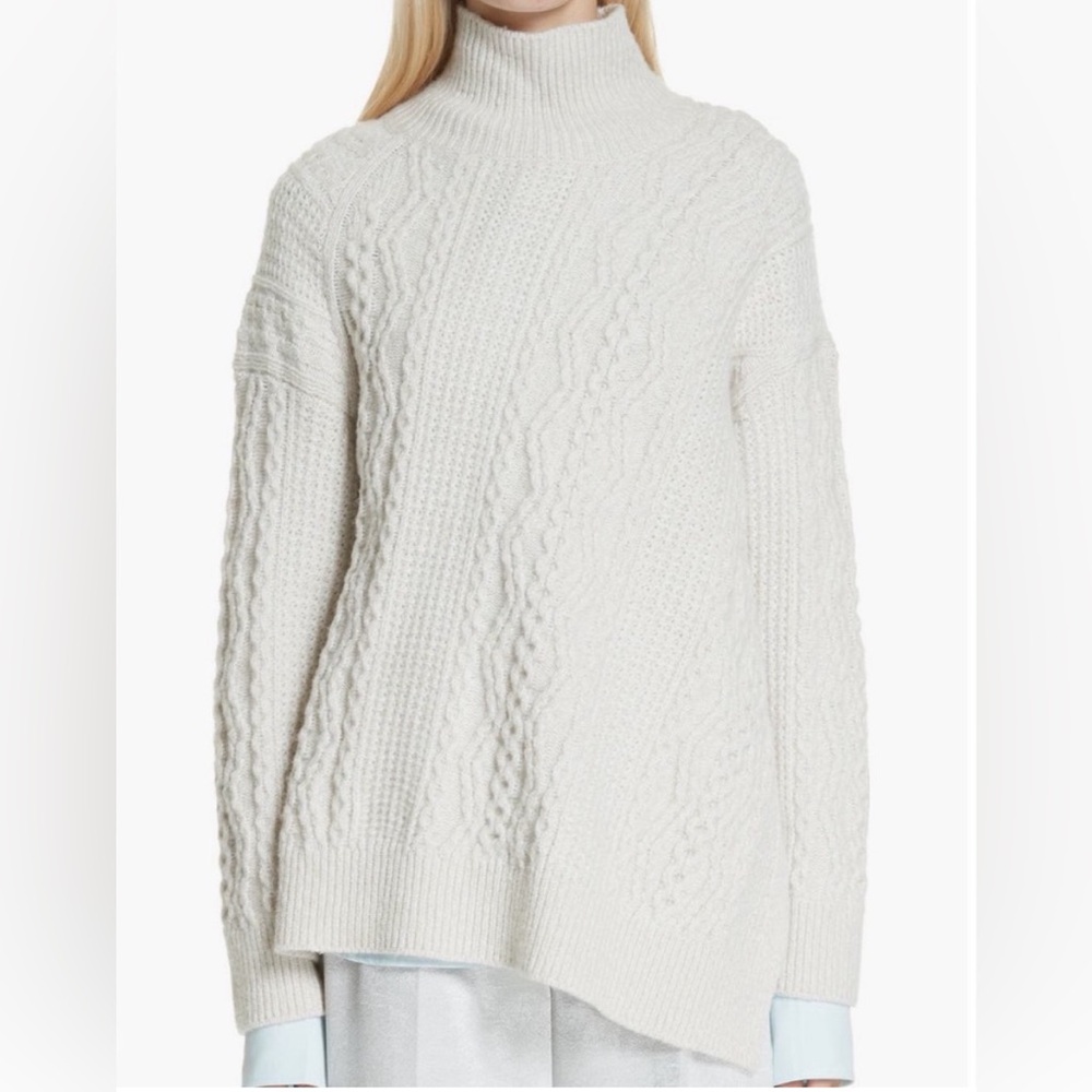 Vince Textured Knit Cream Turtleneck Sweater